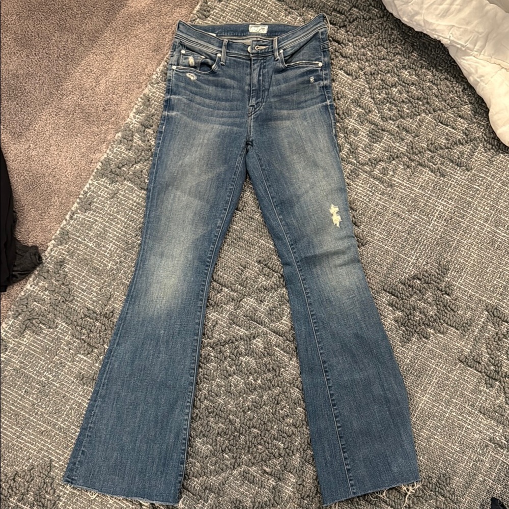 MOTHER Blue Flare Wide Leg Jeans
